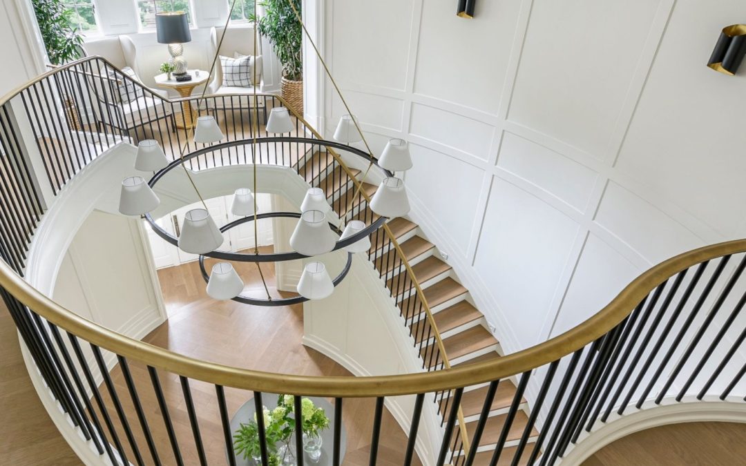 Curved Wide Spiral Custom Staircase, Carpentry & Finish Work